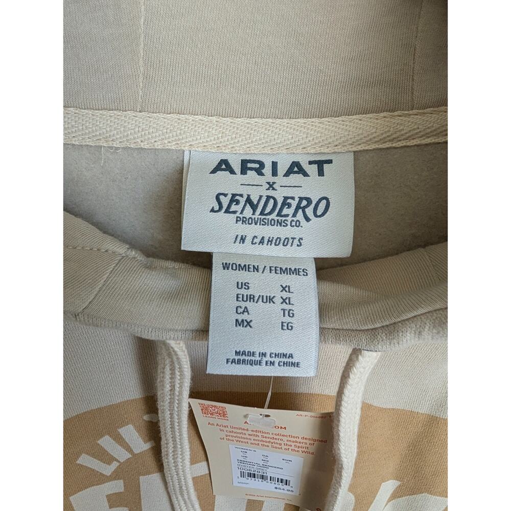 NWT Ariat x Sendero Essential Yeehaw Hoodie Womens XL Beige Long Sleeve Pullover - Picture 3 of 6